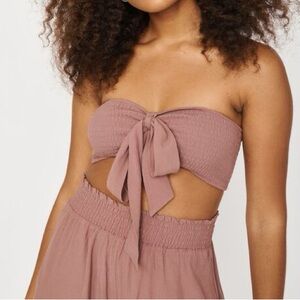Garage Mauve Smocked Bandeau Top
